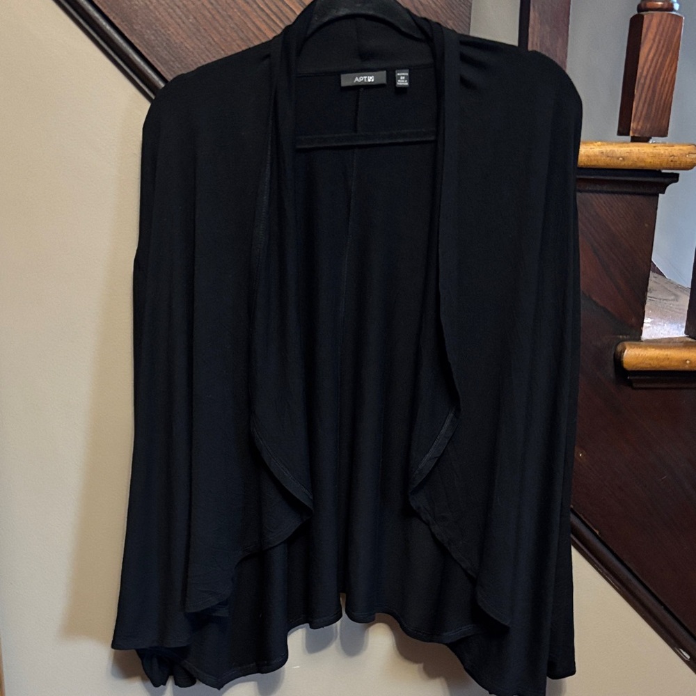 Apt. 9 Black Open-Front Draped Cardigan